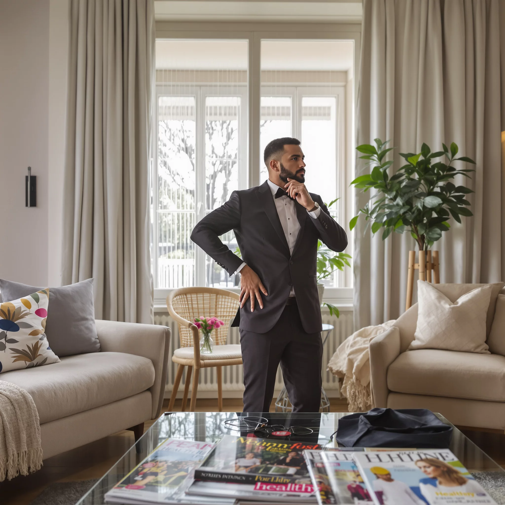 Nachdenklicher Mann in modernem Zuhause