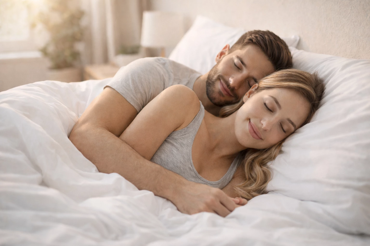 Erholsamer Schlaf ist ein echter Gamechanger: Wer regelmäßig gut schläft, unterstützt seinen Stoffwechsel und reduziert Stress – beides kann beim Bauchfett-Verlieren helfen. (KI-generiert)