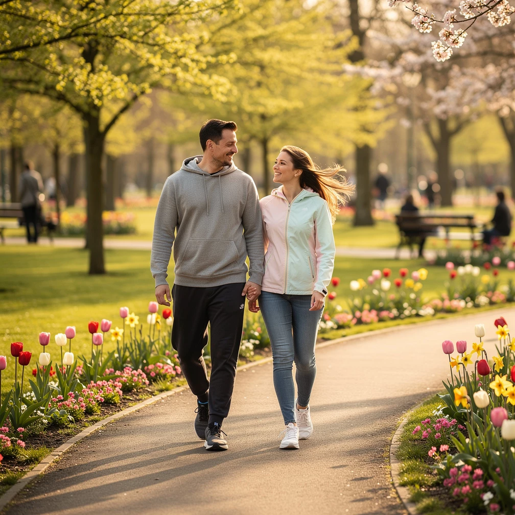 Gemeinsame Momente draußen helfen, Abstand vom Alltagsstress zu gewinnen (KI-generiert)