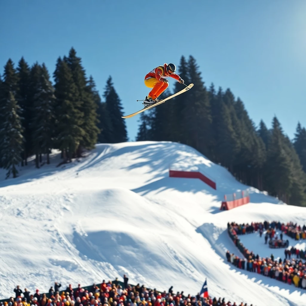 Spektakulärer Sprung bei Skisprungwettbewerb