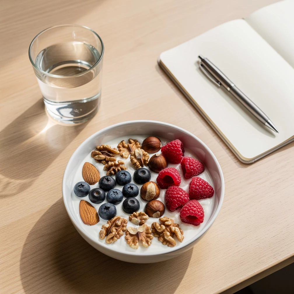 Beeren enthalten Antioxidantien, die Zellen vor oxidativem Stress schützen können – auch im Gehirn. (KI-generiert)