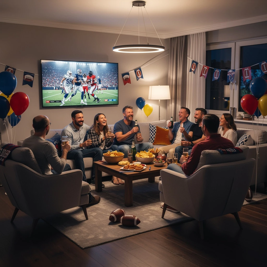 Mit Teamfarben, kleinen Details und smarter Deko wird das Wohnzimmer zur NFL-Arena. (KI-generiertes Bild)