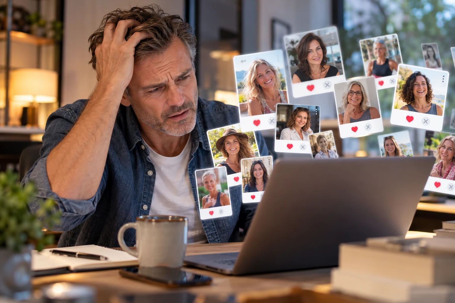 Und wer ist jetzt mein Match - Überforderung auf der Dating-Plattform (Bild KI generiert).webp
