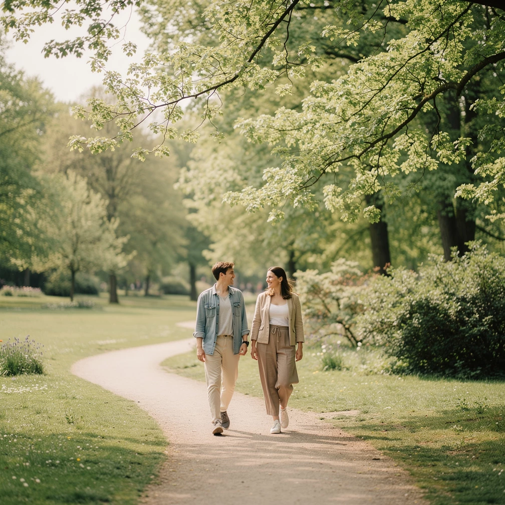 Gemeinsame Momente ohne Druck bringen Leichtigkeit zurück – und halten die Anziehung lebendig. (KI-generiert)