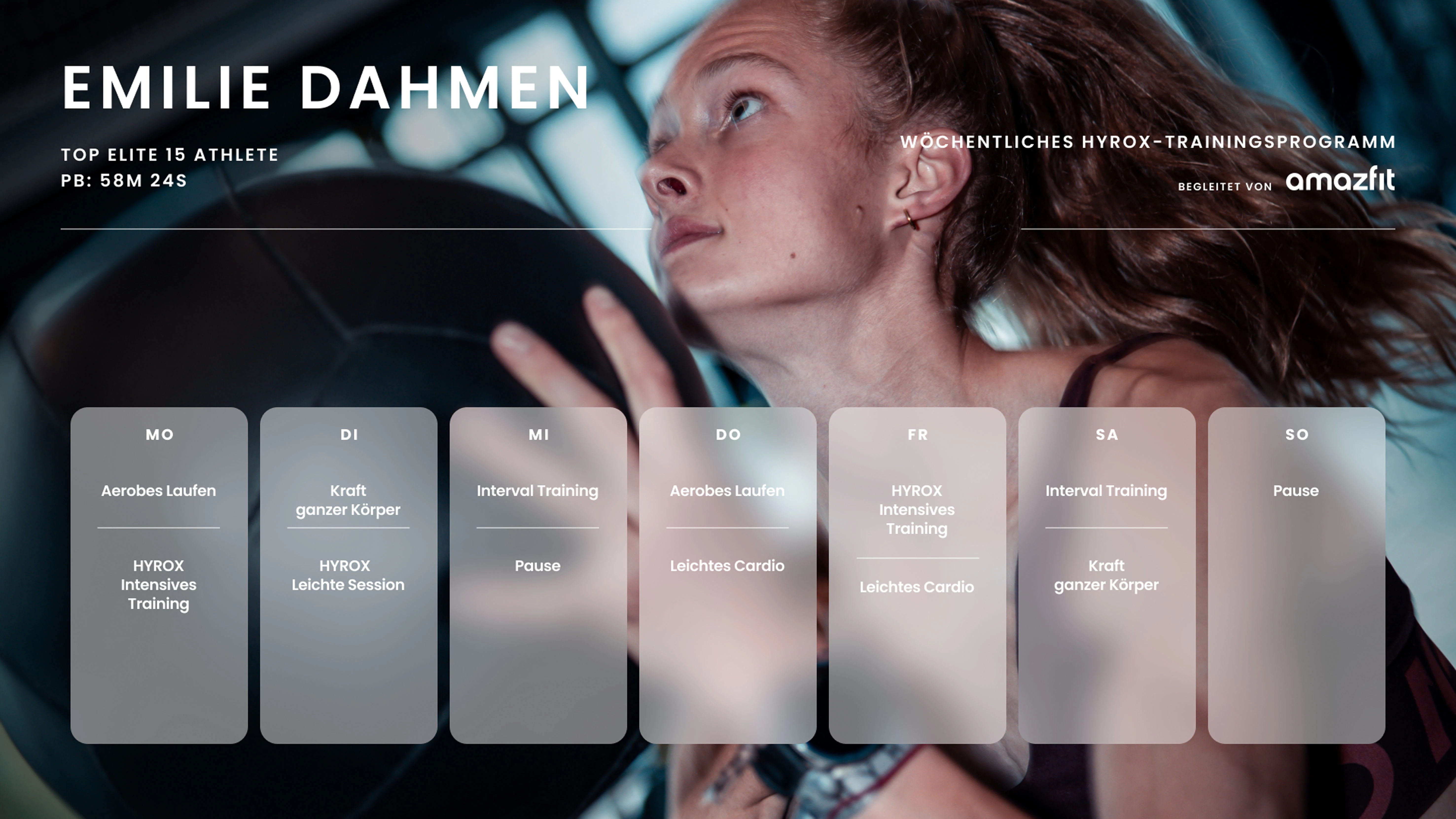 Emilie Dahmen enthüllt ihren Trainingsplan. (c) Amazfit 2026