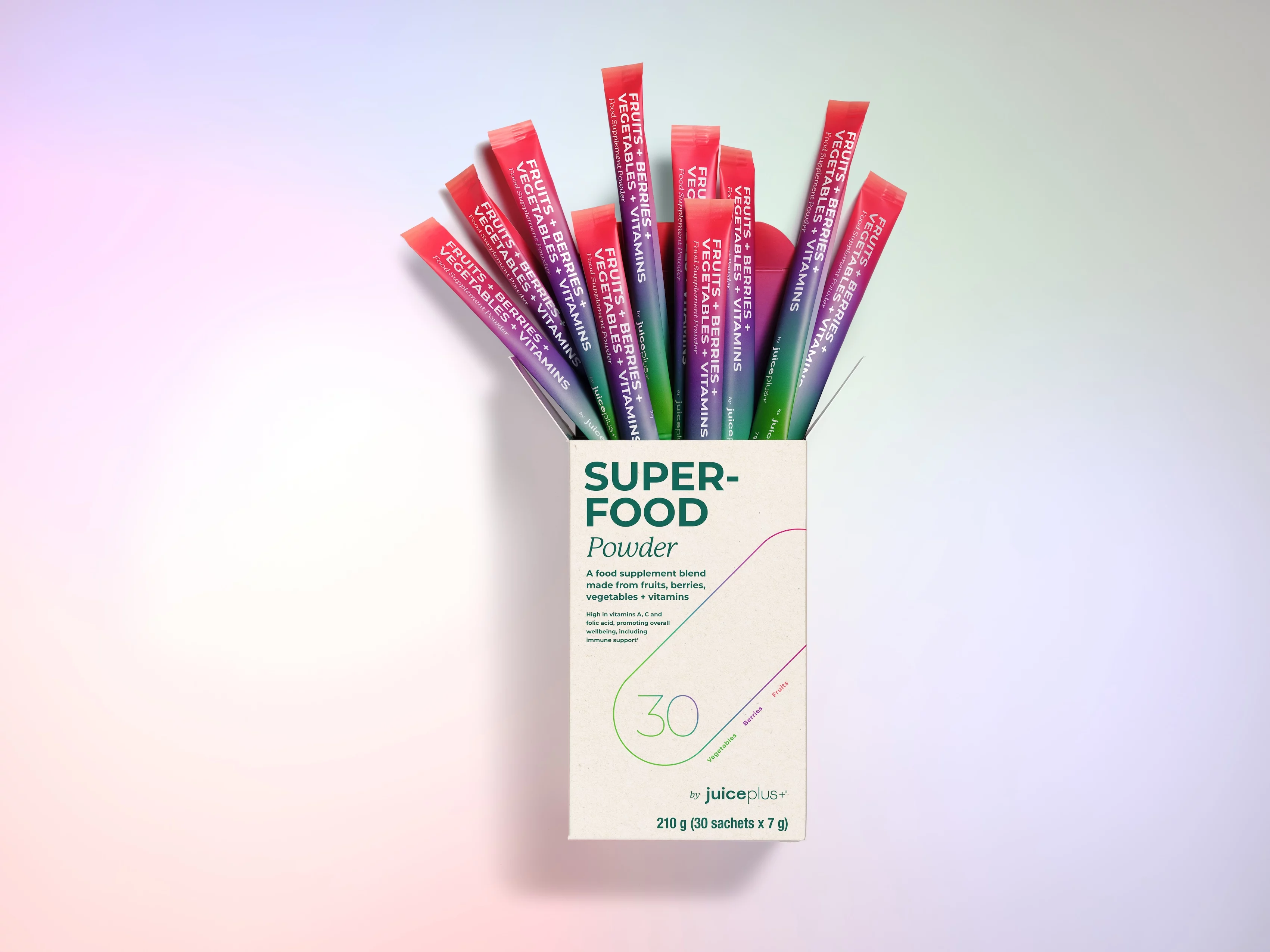 In einem Paket Superfood Powder stecken 30 Einzelportionen (C) Juice Plus+