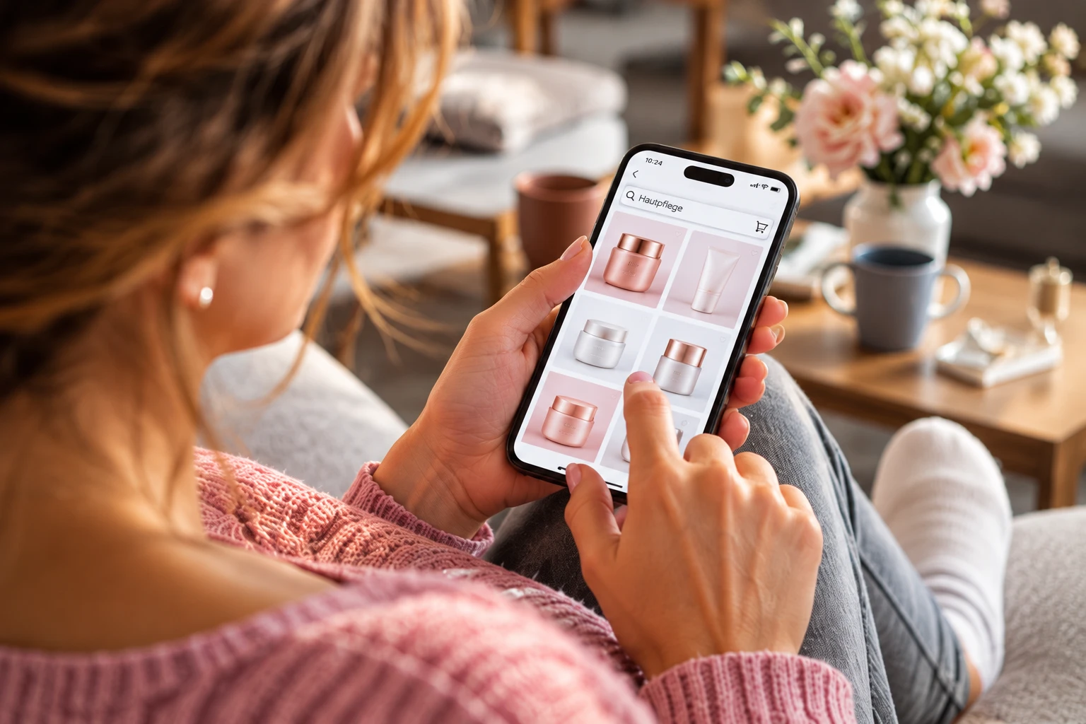 Ein Klick zum perfekten Teint? Beim Online-Kauf von Kosmetik sind transparente Inhaltsstoffe und seriöse Anbieter besonders wichtig. (KI-generiert)