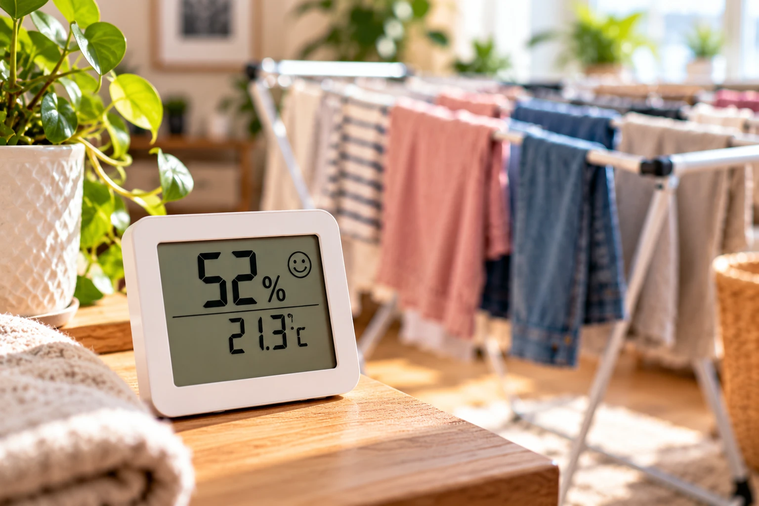 Alles im grünen Bereich? Ein Hygrometer zeigt, wie hoch die Luftfeuchtigkeit ist – und wann es Zeit zum Lüften wird.