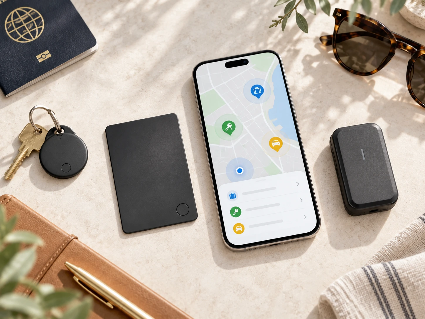 Schlüssel, Geldbörse, Reisegepäck oder Auto: Über eine passende App lässt sich der Standort verschiedener Gegenstände mit einem GPS-Tracker schnell überprüfen. (KI-generiert)