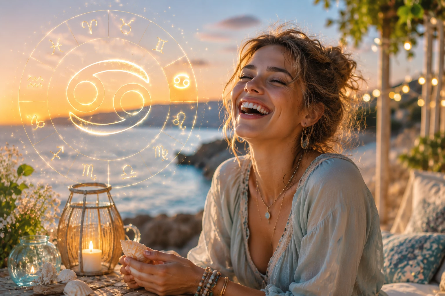 Ein herzhaftes Lachen und positive Energie: Das Wochenhoroskop zeigt, welche Sternzeichen in dieser Woche auf ihr Bauchgefühl vertrauen sollten. (KI-generiert)