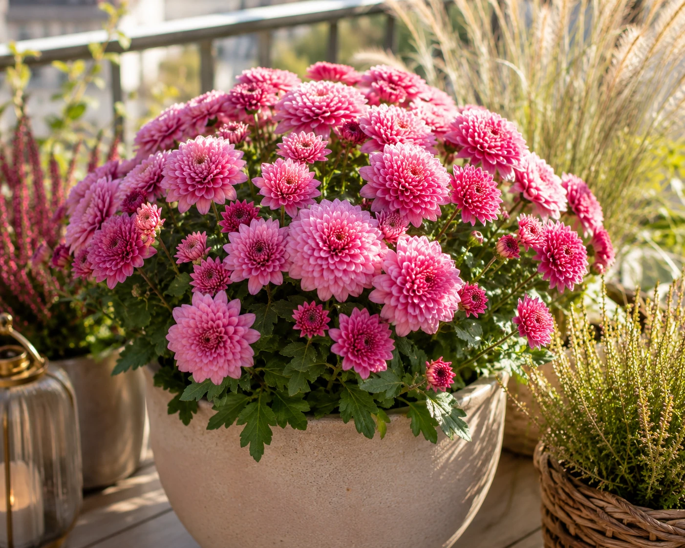Chrysanthemen sorgen mit ihren üppigen Blüten und ihrer großen Farbauswahl für einen besonders wirkungsvollen Start in die Herbstsaison. (KI-generiert)