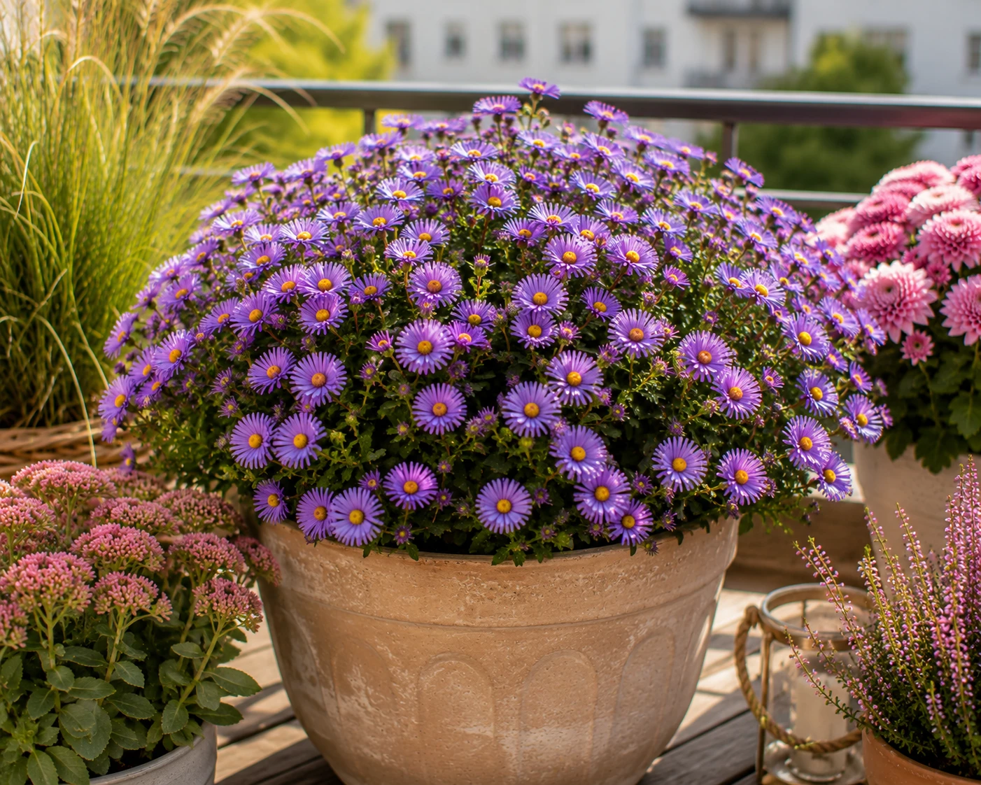 Herbst-Alpenveilchen setzen mit ihren zarten rosa bis weißen Blüten elegante Farbakzente und eignen sich besonders für geschützte, halbschattige Balkonplätze. (KI-generiert)