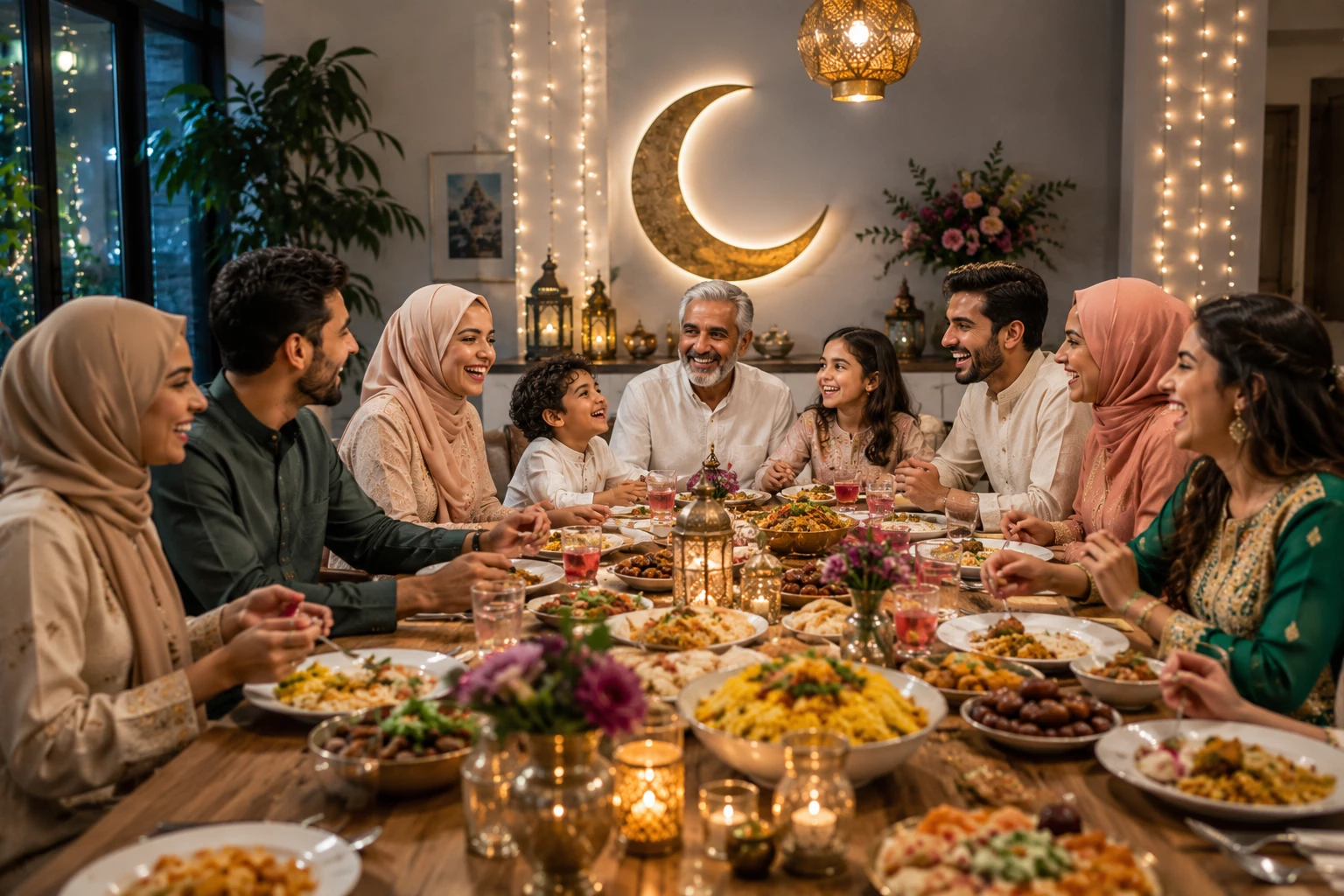 Gemeinsam lachen, genießen und feiern: Für viele Familien ist Eid eine ganz besondere Zeit voller Nähe und schöner Momente. (KI-generiert)