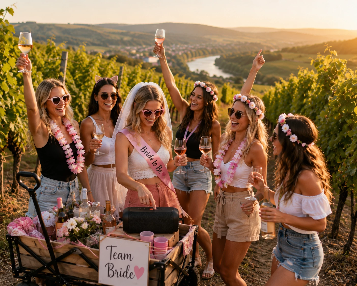 Ob Picknick, Weinwanderung oder JGA: Kleine Bluetooth-Boxen bringen die Lieblingsplaylist fast überallhin mit. (KI-generiert)