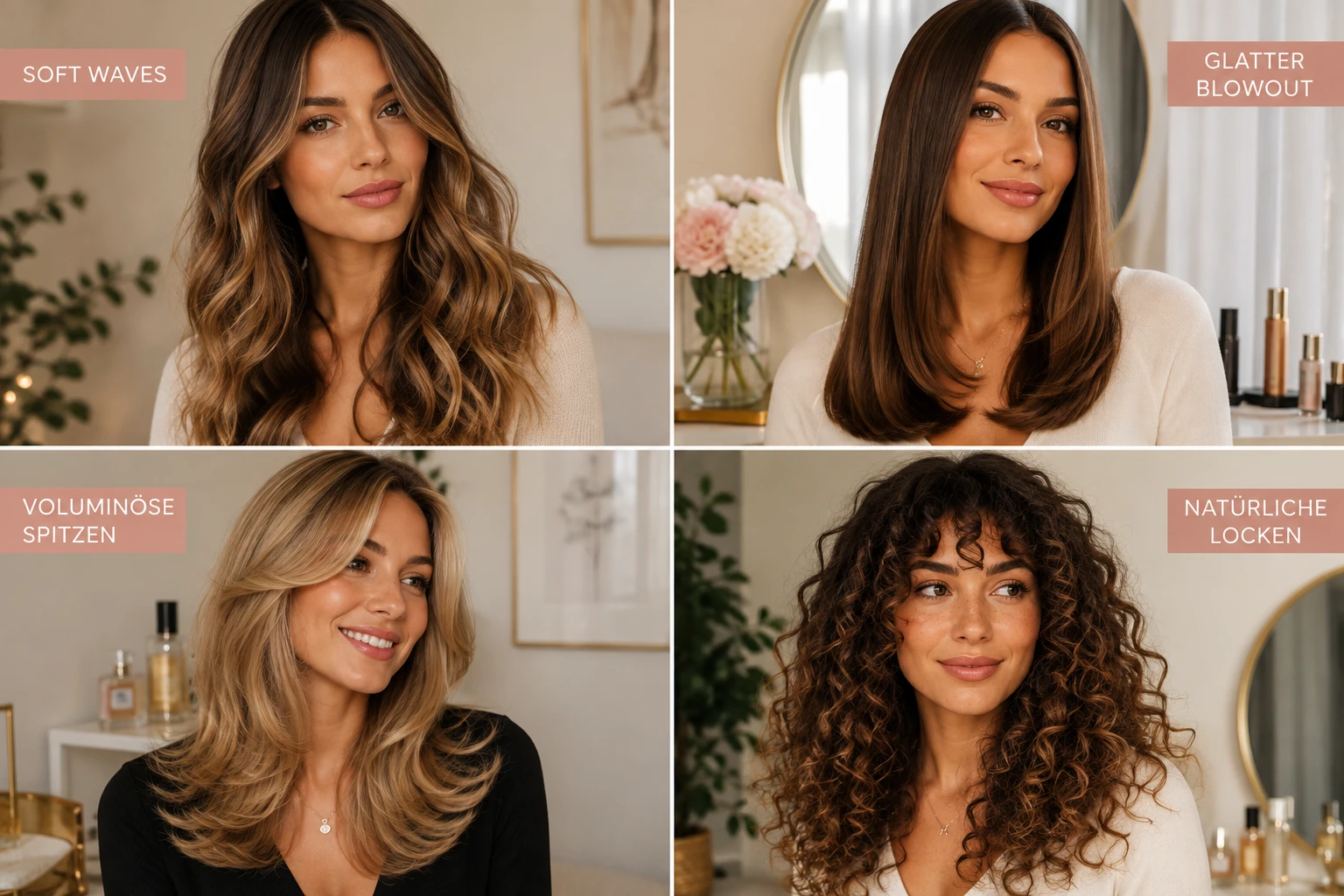 Soft Waves, glatter Blowout, voluminöse Spitzen oder natürliche Locken: Der passende Styler richtet sich vor allem nach Haarstruktur und gewünschtem Look. (KI-generiert)