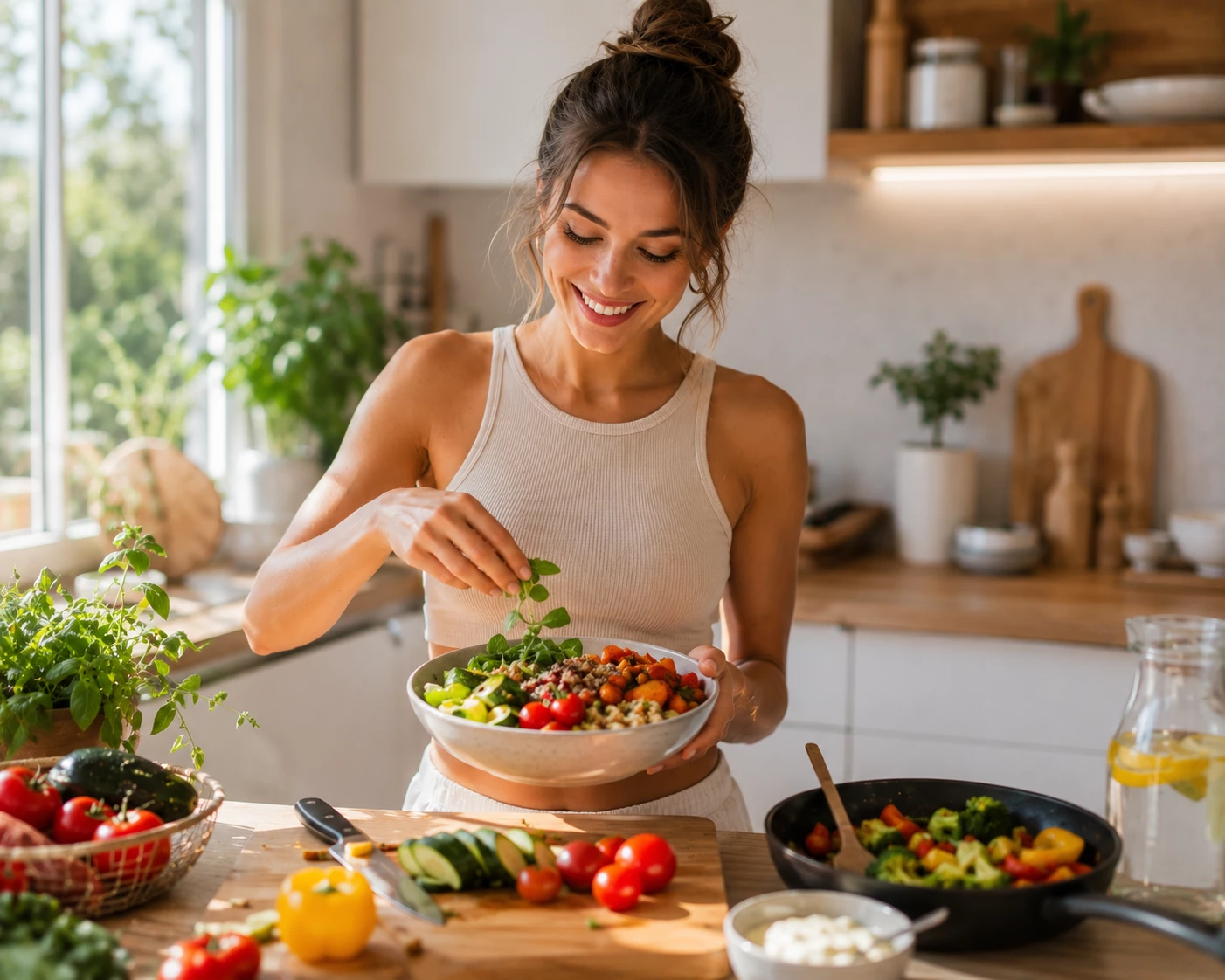 Frische Zutaten, ausgewogene Mahlzeiten und bewusste Portionsgrößen bilden die Basis vieler erfolgreicher Ernährungskonzepte. (KI-generiert)