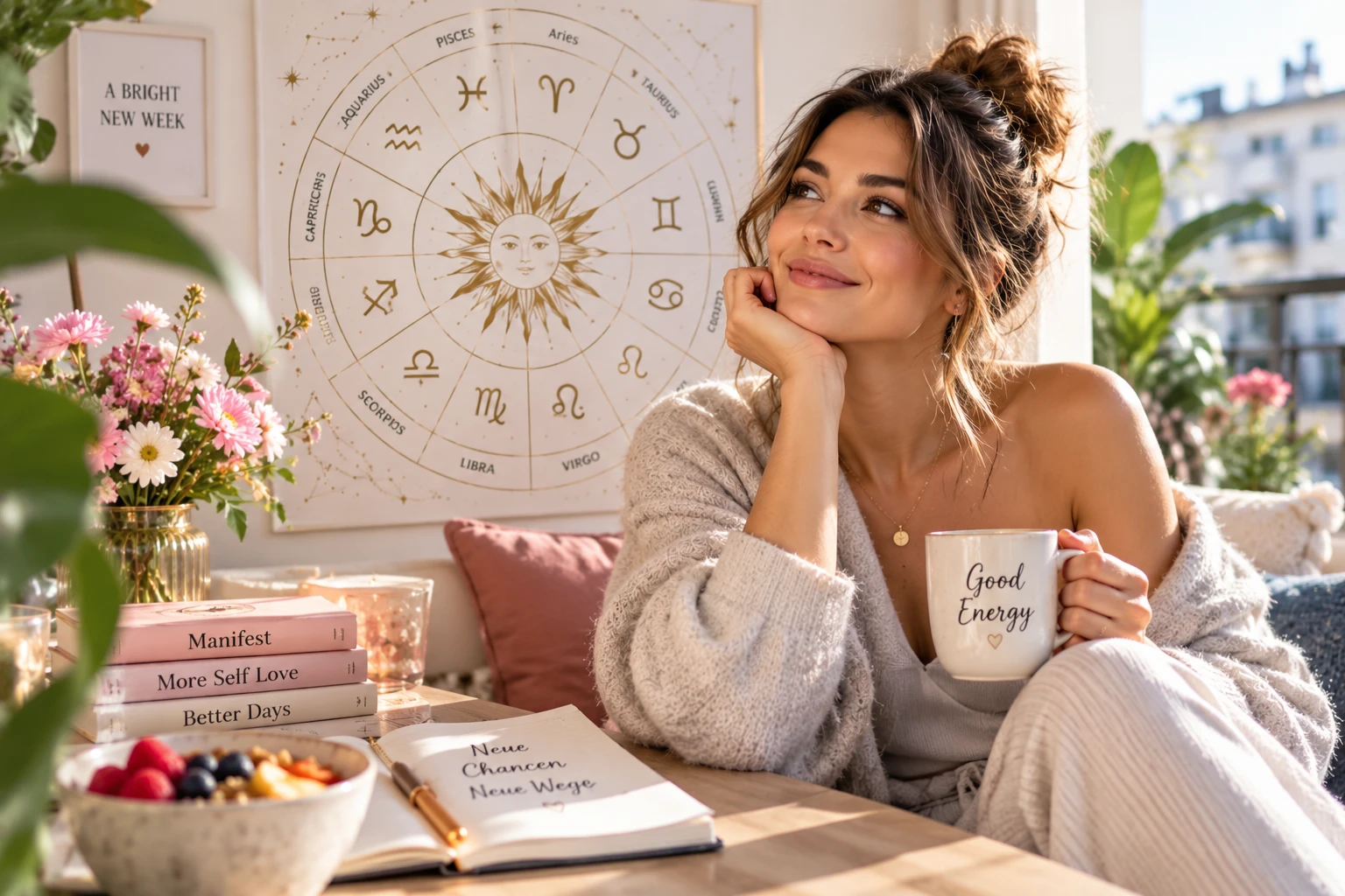 Astrologisch wird die Woche von intensiven Gesprächen, neuen Perspektiven und dem Wunsch nach mehr Klarheit geprägt. (KI-generiert)