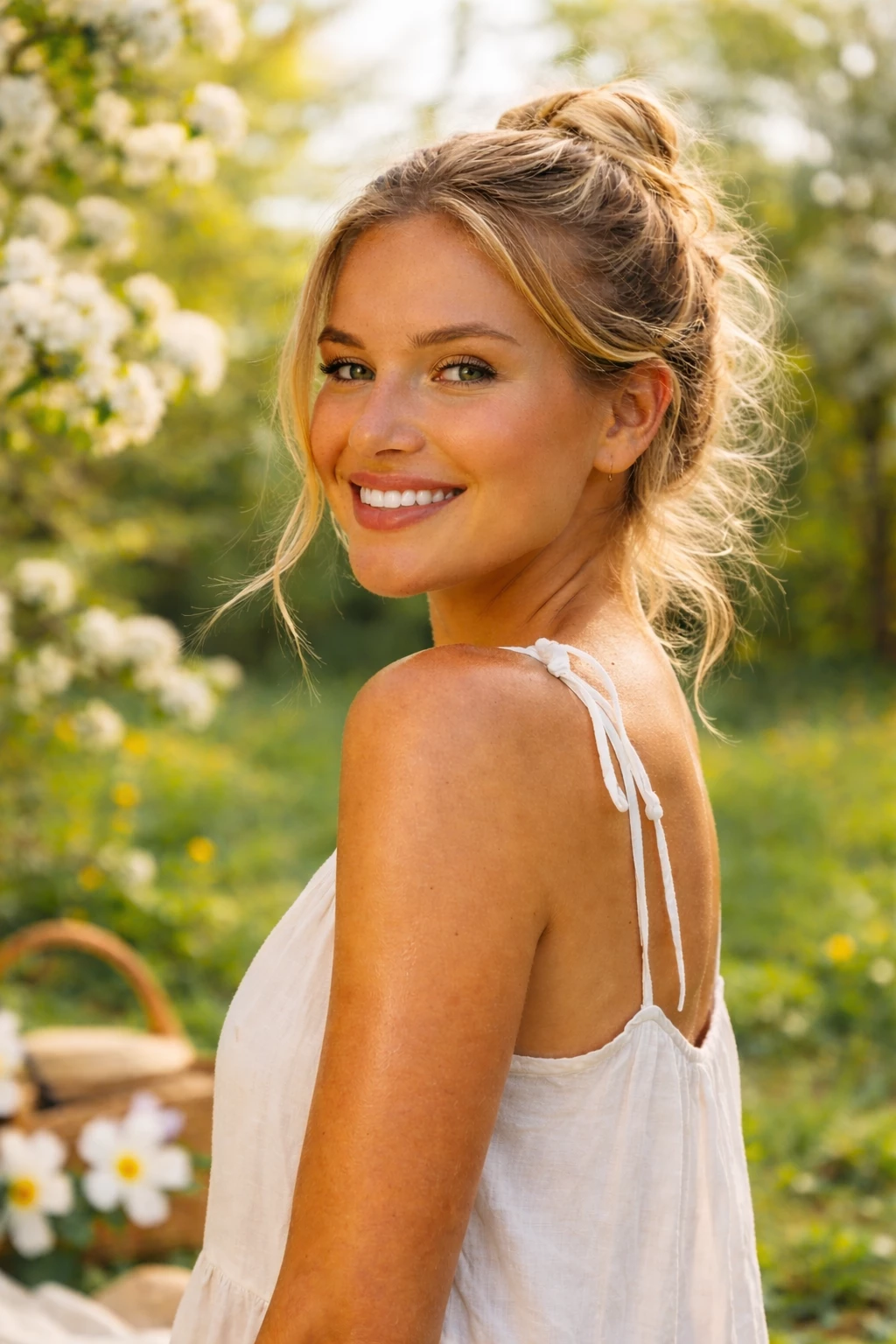 Sanfter Frühlings-Teint: Ein Hauch Bräune lässt die Haut sofort gesünder und strahlender wirken (KI-generiert)