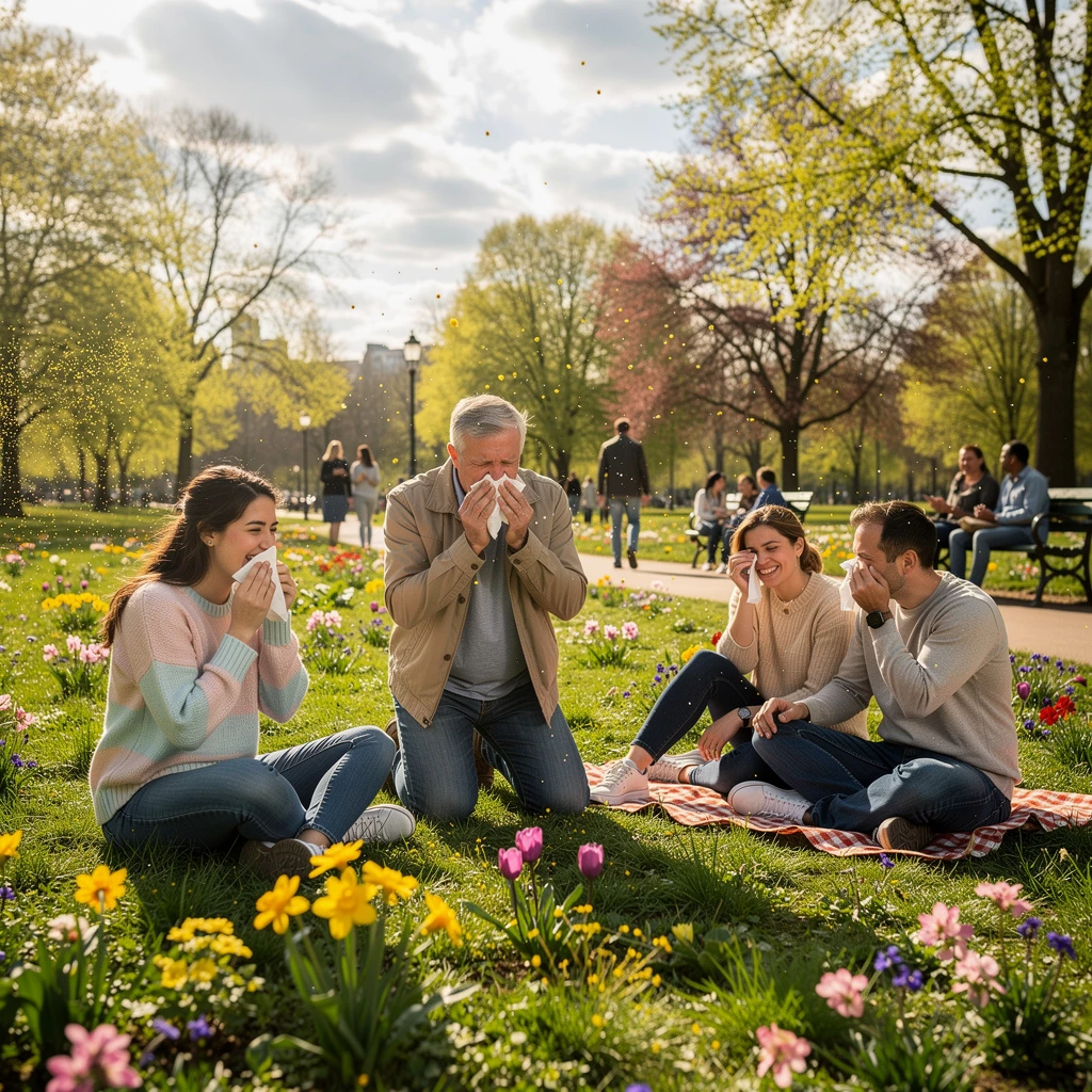 Besonders im Frühjahr zeigen sich bei viele Menschen starke Allergisymptome (KI-generiertes Bild)