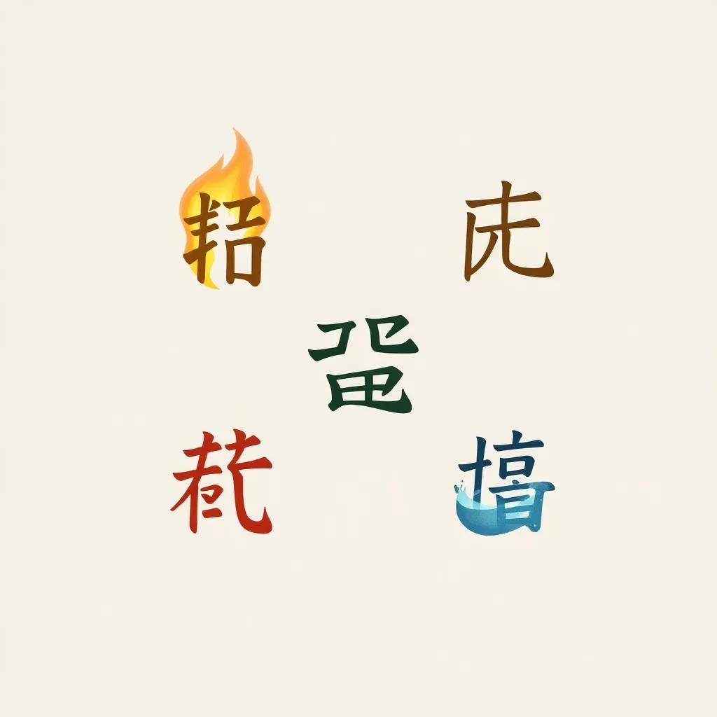 Fünf Elemente Chinesische Zeichen