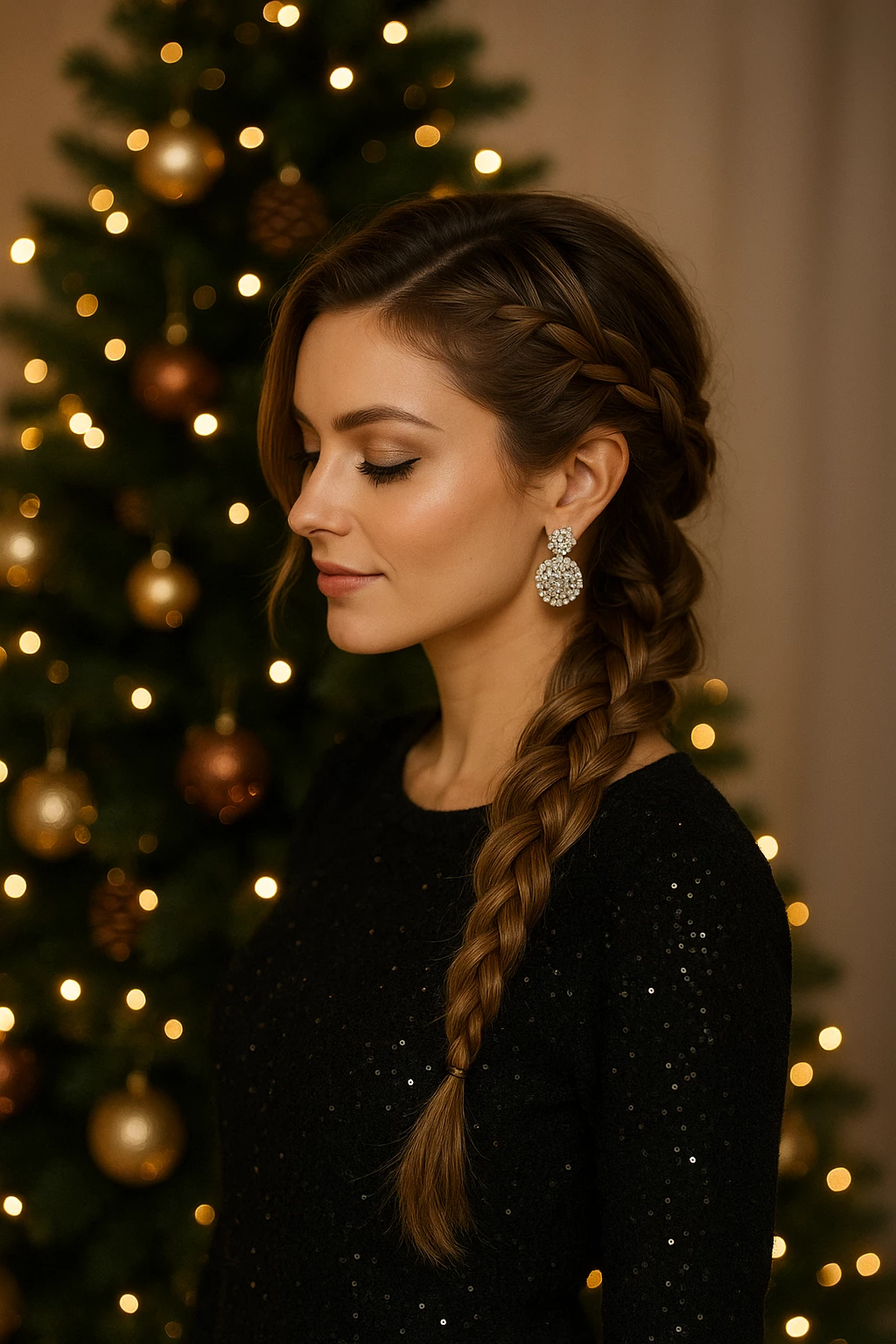 Romantisch, weich und wunderbar unkompliziert: Ein geflochtener Zopf bringt Weihnachtszauber in jeden Look. 🌹✨
