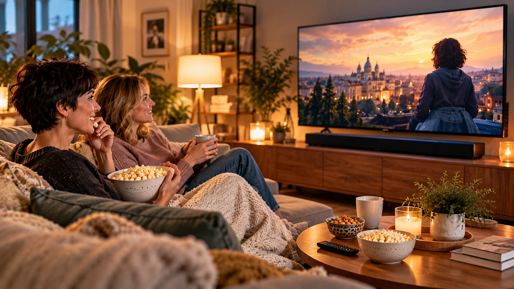 Gutes Bild, dünner Klang? Eine Soundbar kann das Heimkino-Erlebnis deutlich verbessern und lässt sich bei vielen TVs bequem über HDMI eARC anschließen. (KI-generiert)