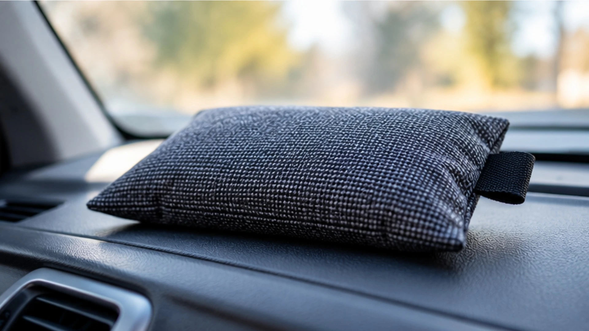 Entfeuchterkissen Kleines Kissen, praktische Wirkung: Spezielle Auto-Entfeuchter können überschüssige Feuchtigkeit aus der Innenraumluft aufnehmen. (KI-generiert)