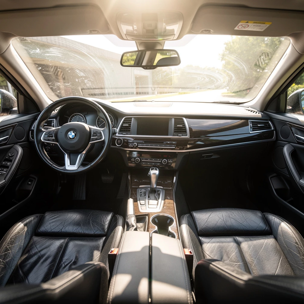 Besonders Leder- und Kunstledersitze können sich extrem aufheizen. Gleiches gilt für das Lenkrad oder den Schaltknauf. Mit ein paar einfachen Tricks bleibt das Auto deutlich angenehmer. (KI-generiert)
