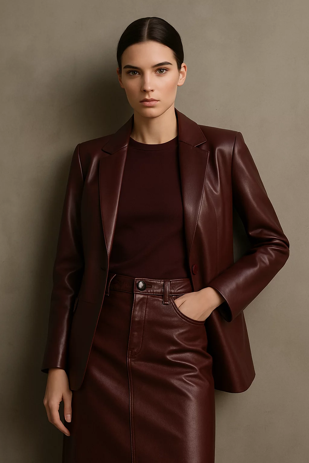 Leder neu gedacht: Clean, strukturiert und elegant – starke Silhouetten statt Rocker-Klischee.