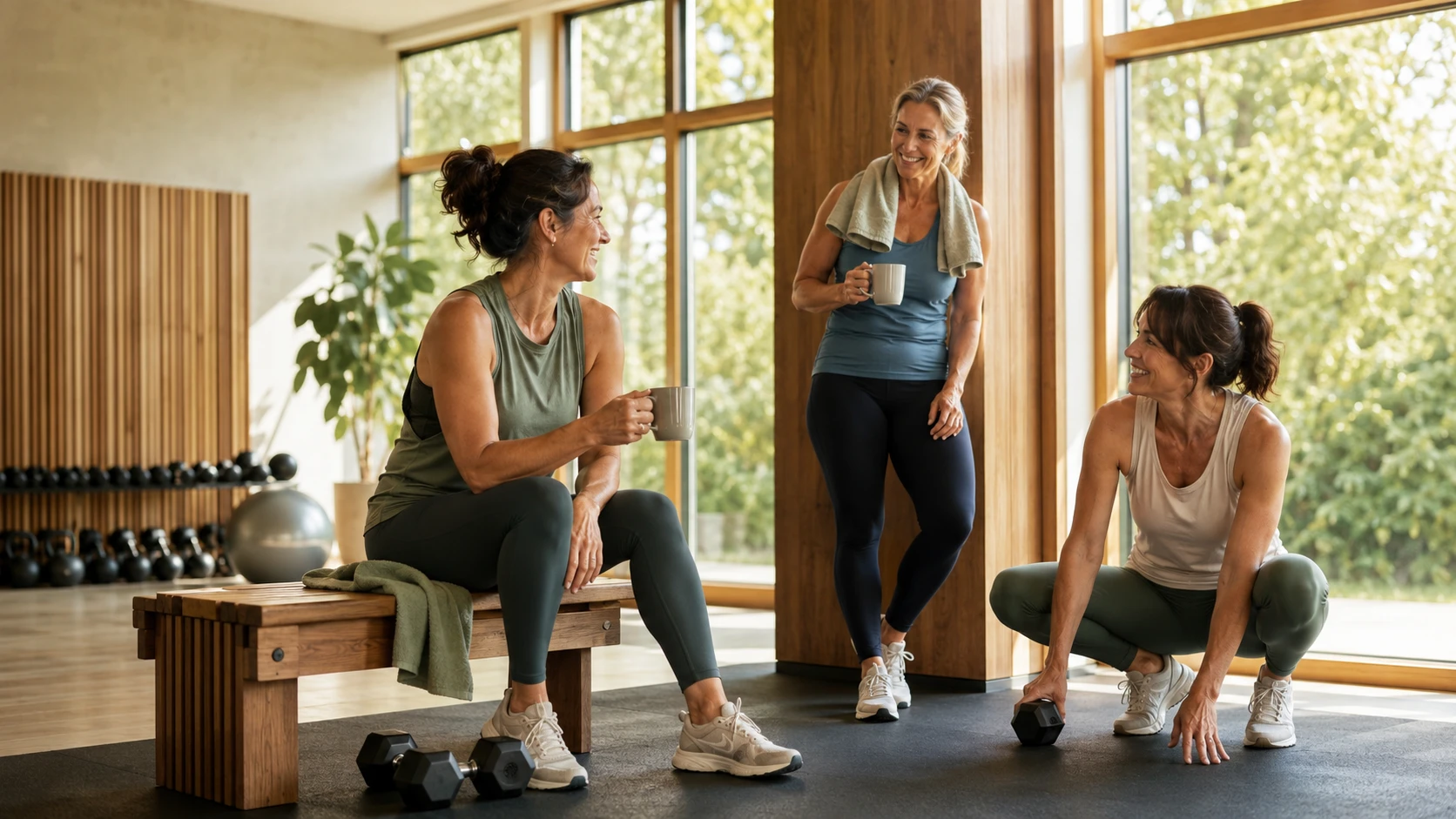 Kaffeepause nach dem Krafttraining - Bild KI trainiert.webp