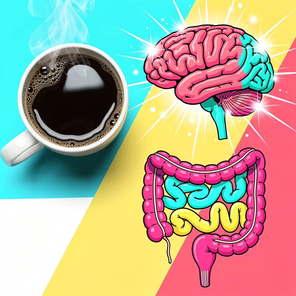 Neue Forschungen untersuchen, wie Kaffee mit Darm, Gehirn und der sogenannten Darm-Hirn-Achse zusammenhängt. (KI-generiert)