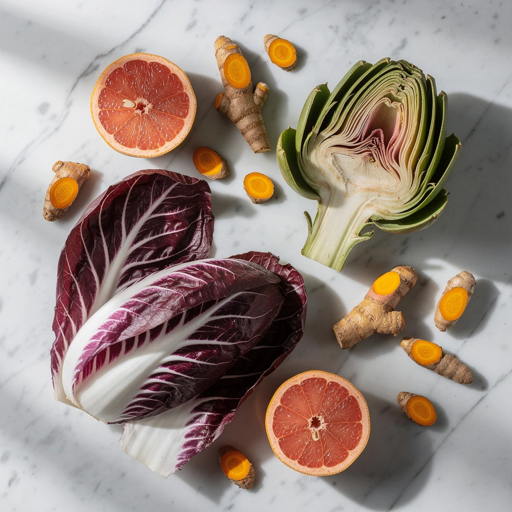 Enthalten wertvolle Bitterstoffe: Grapefruit, Radicchio, Artischocke und Kurkuma