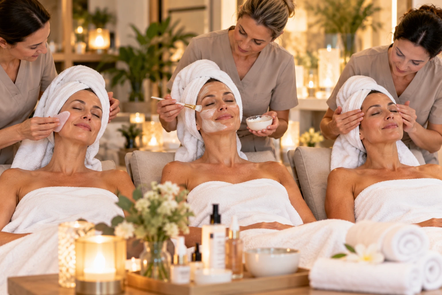 Mädelstag mit Gesichtsbehandlungen im Spa (Bild KI generiert).webp