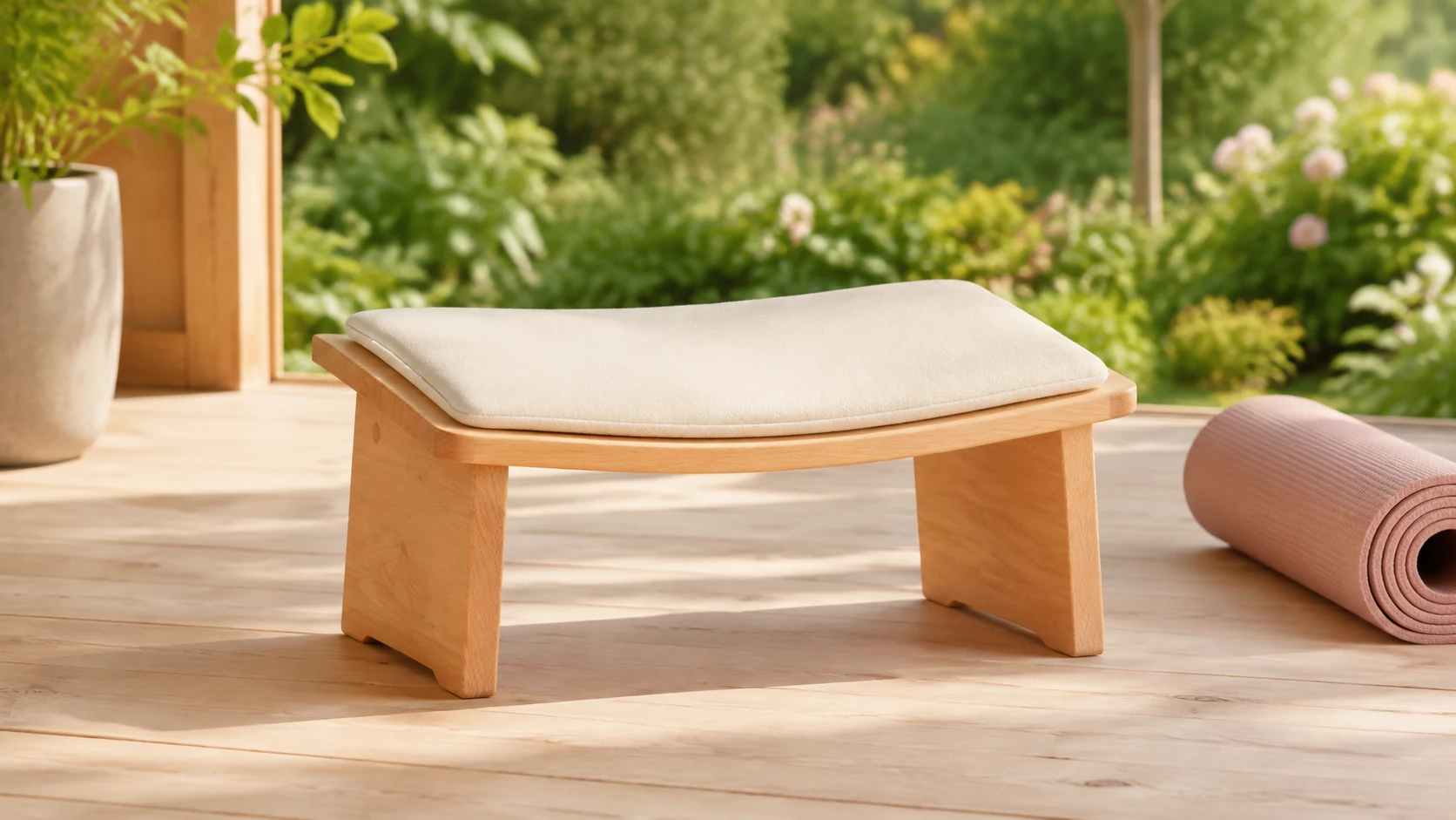 Meditationsbänkchens aus Holz (Bild KI generiert).webp