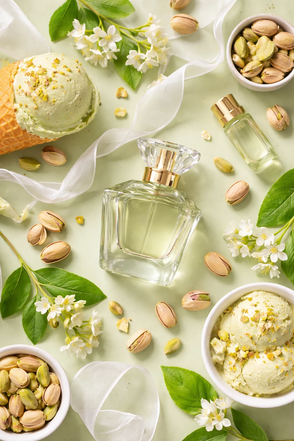 Pistazie ist der Duft-Trend im Frühling 2026: cremig, nussig, modern. (KI-generiert)