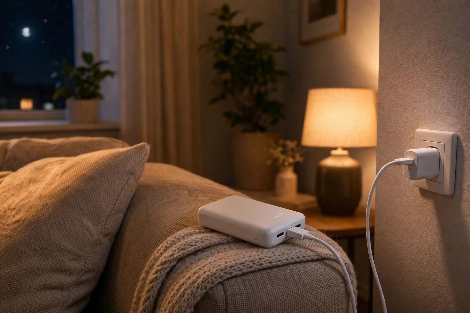 Über Nacht aufladen und am nächsten Tag sorgenfrei starten – so ist deine Powerbank immer einsatzbereit für unterwegs (KI-generiert)