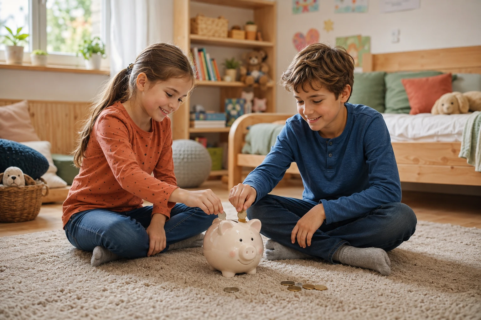 Taschengeld sparen mit dem Sparschwein (Bild KI generiert).webp