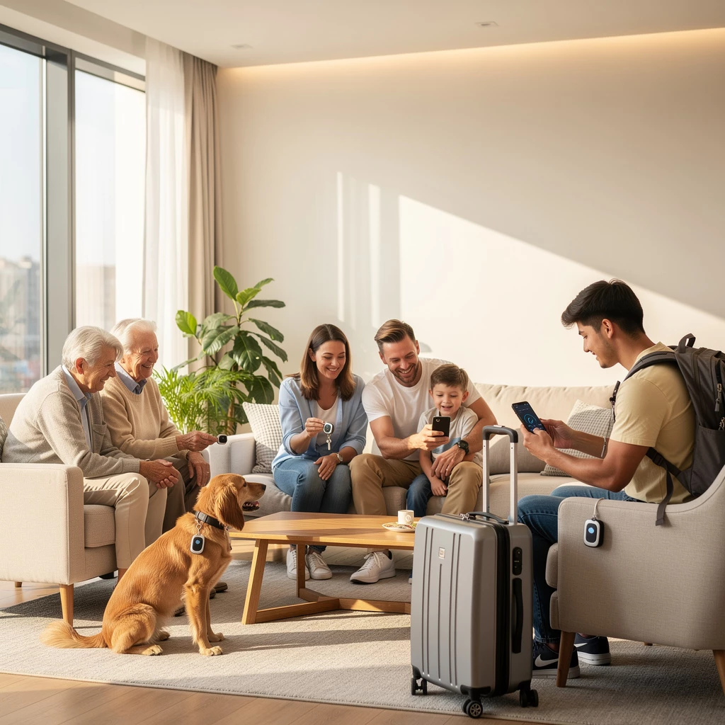 Tracker im Alltag: Ob Schlüssel, Koffer oder Hund – mit Smart Findern bleibt alles Wichtige im Blick. (KI-generiert)