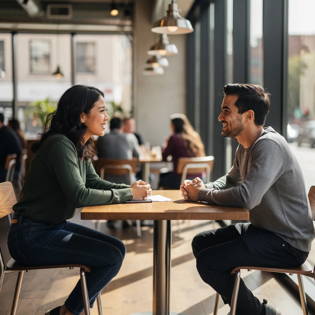 Ehrlich, entspannt, auf Augenhöhe: Beim Clear Coding geht es um echte Gespräche statt Spielchen (KI-generiert)