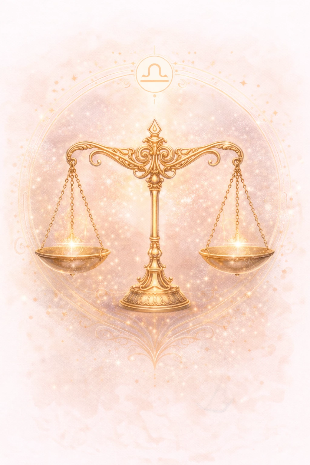 Harmonie im Gleichgewicht: Die Waage verkörpert Ausgleich, Ästhetik und sanfte Entscheidungen. (KI-generiertes Bild)