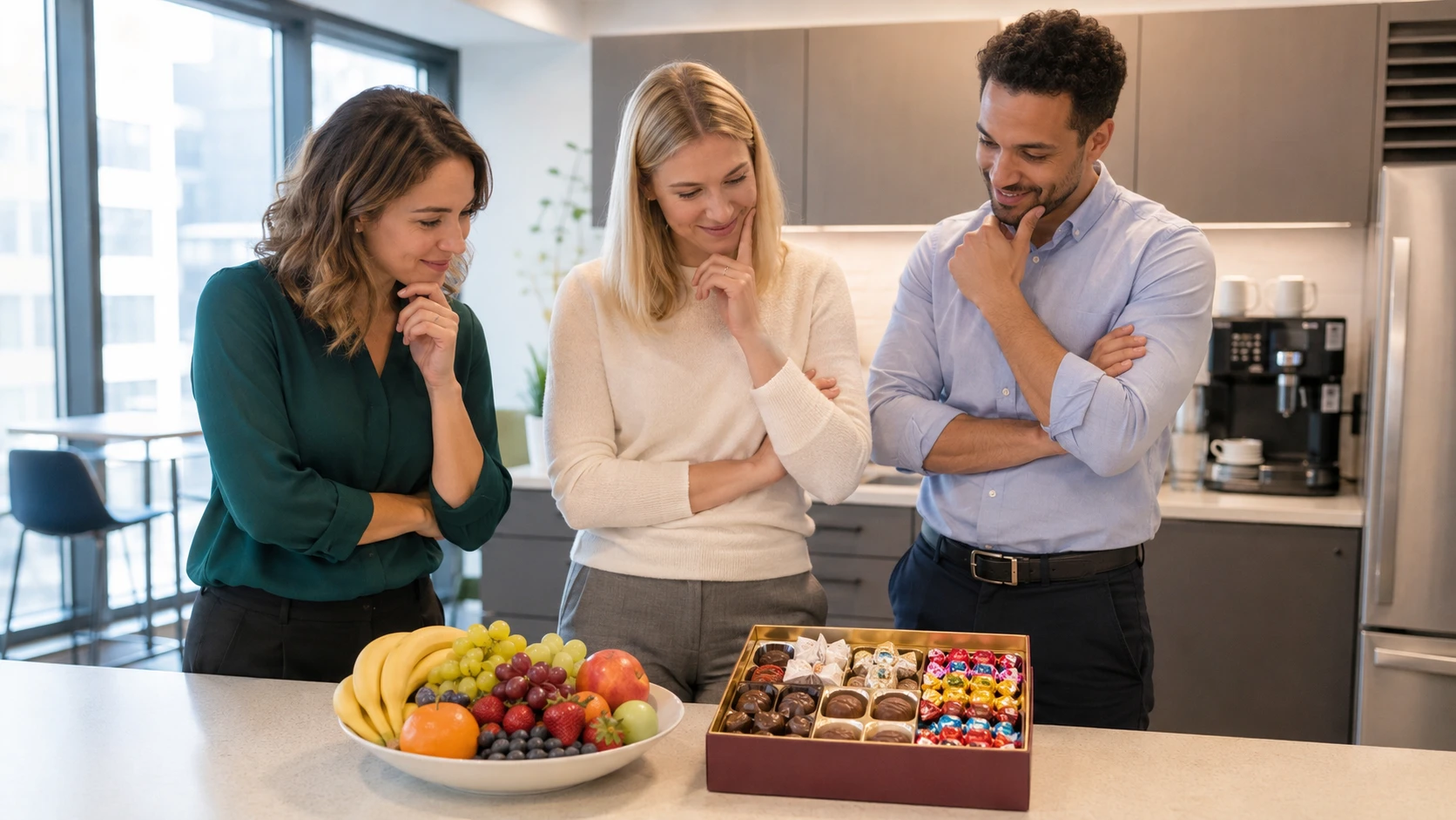 Welcher Nachmittagssnack für das Nachmittagstief (Bild KI generiert).webp