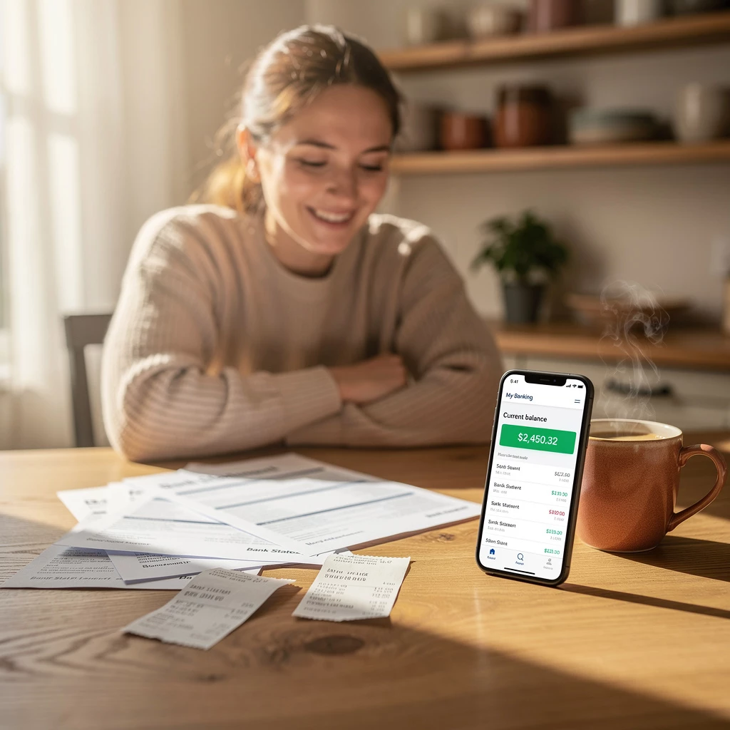 Wie kannst du entspannter mit Geld umgehen? Schau genau hin und notiere Einnahmen wie Ausgaben (KI-generiertes Bild)