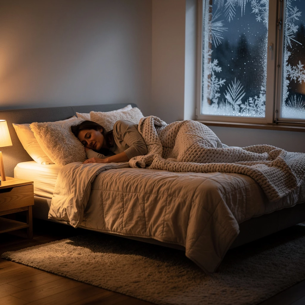 Sanfter Druck statt Gedankenkreisen: Gewichtsdecken werden oft bei abendlicher Unruhe genutzt.