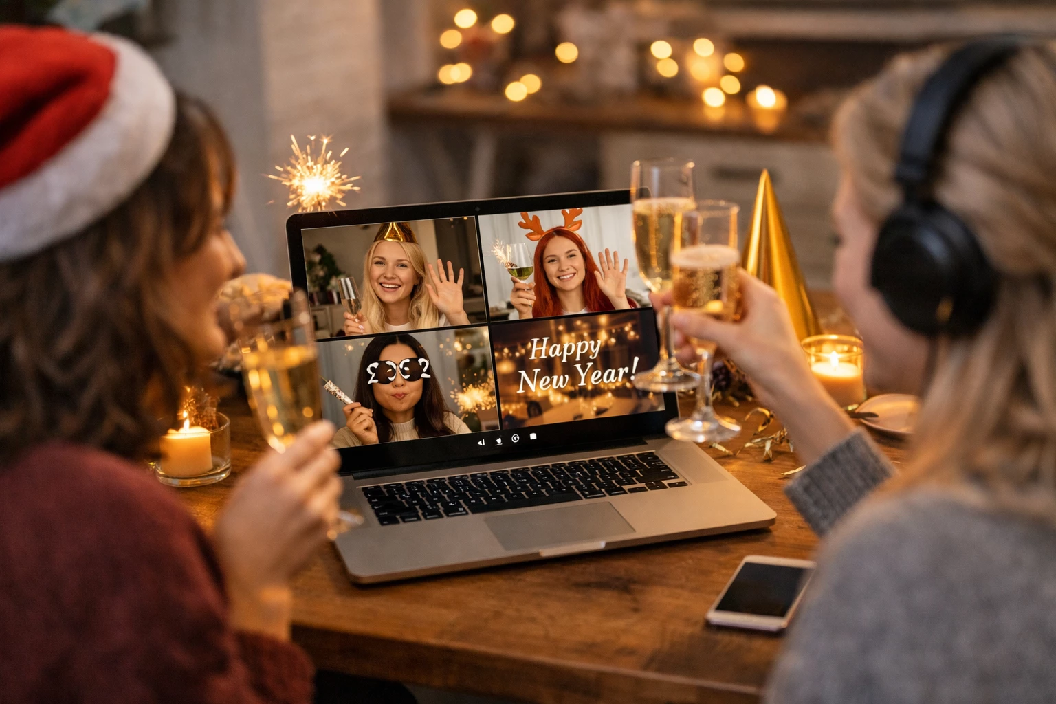 Auch auf Distanz verbunden: Ein digitales Silvester mit Freundinnen kann genauso herzlich, persönlich und bedeutungsvoll sein wie ein Treffen vor Ort.