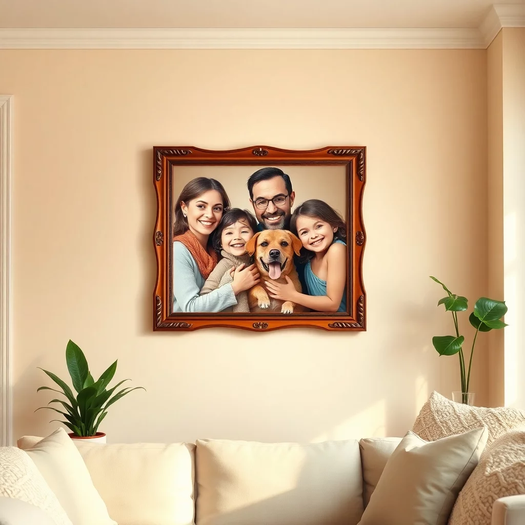 Bild deiner Familie lebendig an der Wand hängen