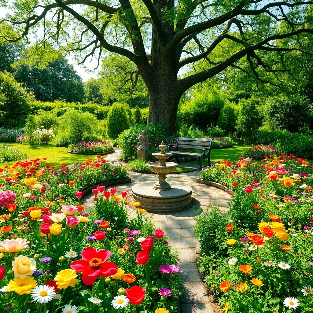 blühender grüner garten