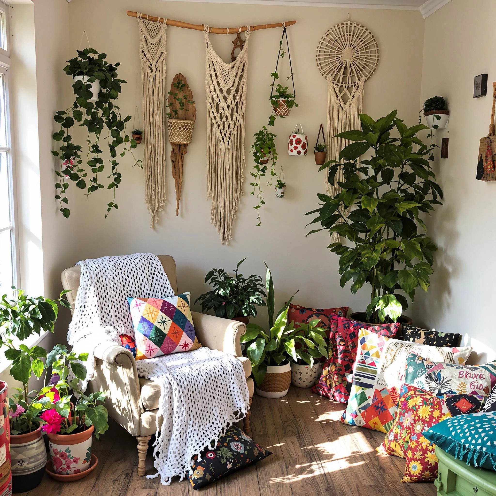 Bohostyle Zimmer mit DIY-Dekorationen