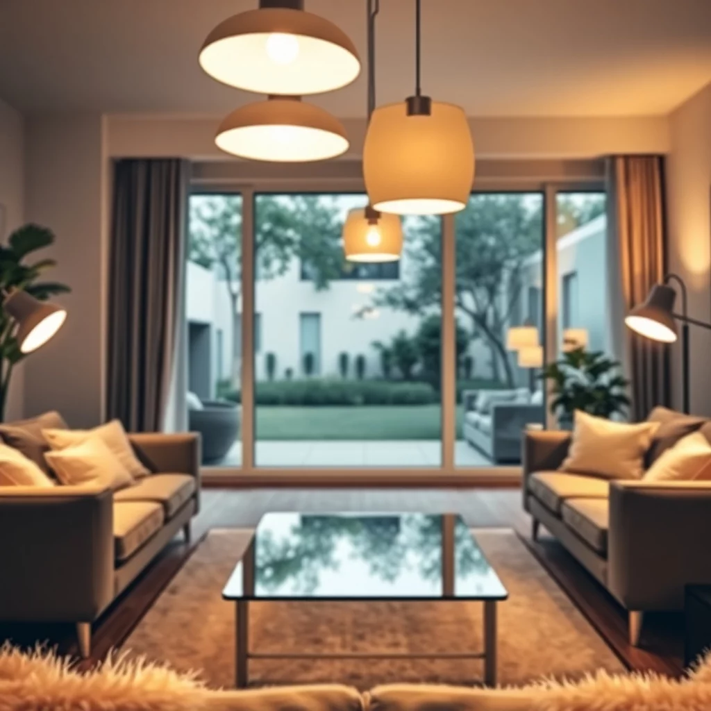 Einladendes Wohnzimmer mit LED-Beleuchtung