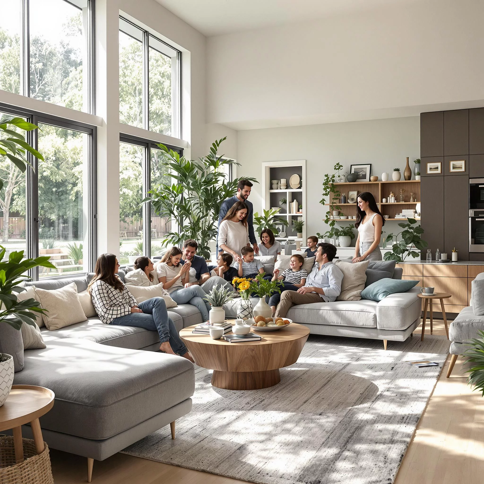 Familienglück im modernen Wohnzimmer