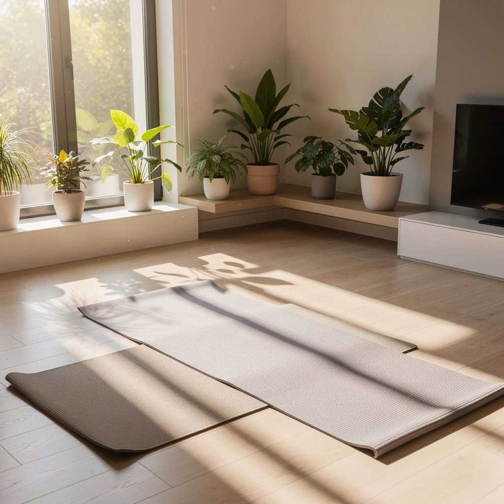 Rückzugszone mit Yogamatte und Pflanzen: Oase zum Wohlfühlen